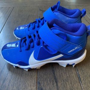 Nike Force Trout Baseball Cleats Blue and White Boys Size 2Y